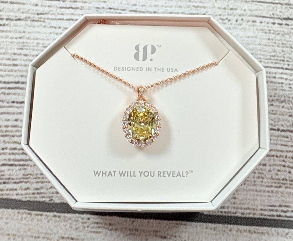 Bomb Party 2424 Necklace Lemon Cubic Zirconia on Rose Gold - NK65924